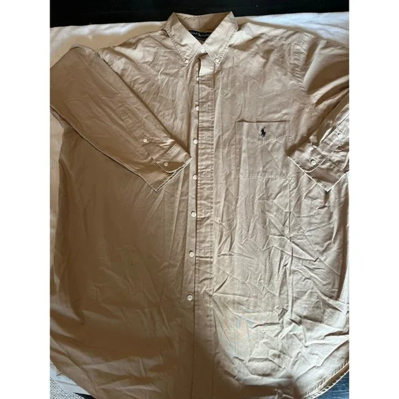 Mens Ralph Lauren Long Sleeve Tan Button Down Shirt Casual Business - Picture 1 of 7